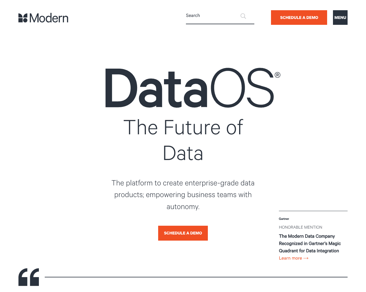 Screenshot of Modern Data Company Website