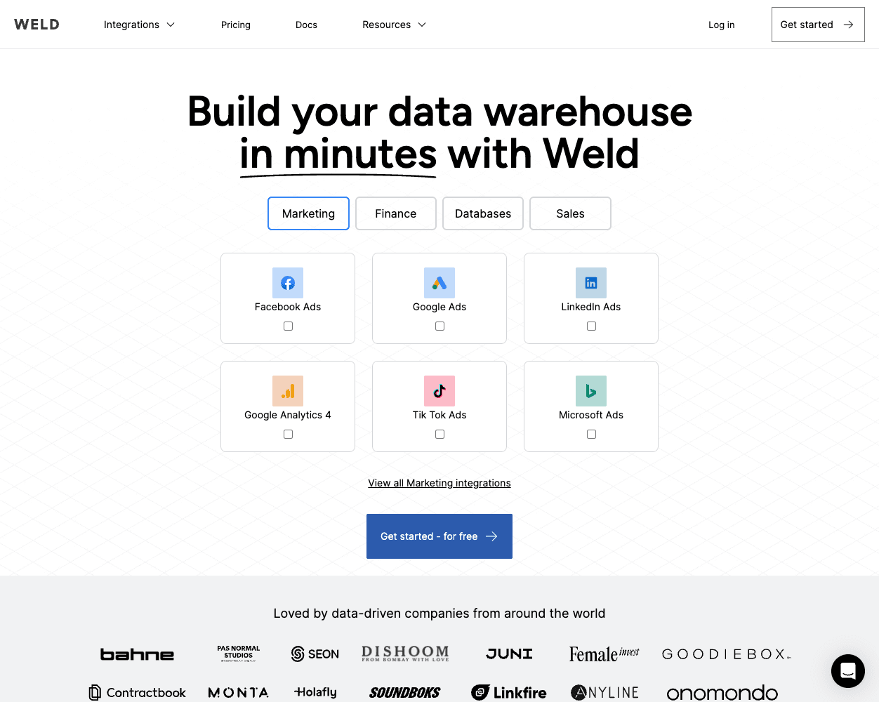 Screenshot of Weld Website