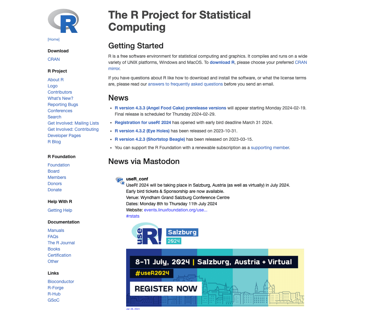 Screenshot of R Website