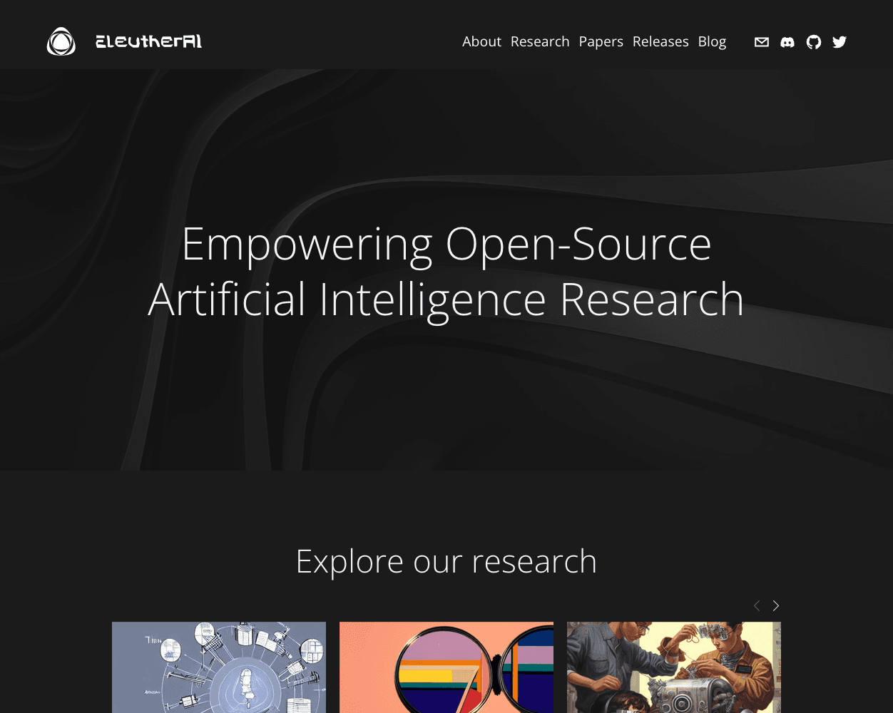 Screenshot of Eleuther AI Website