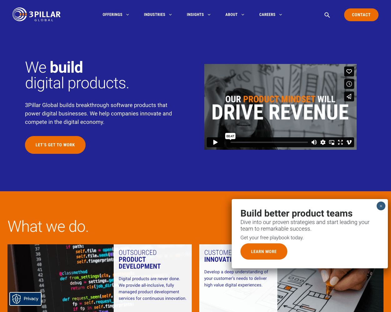 Screenshot of 3Pillar Global Website