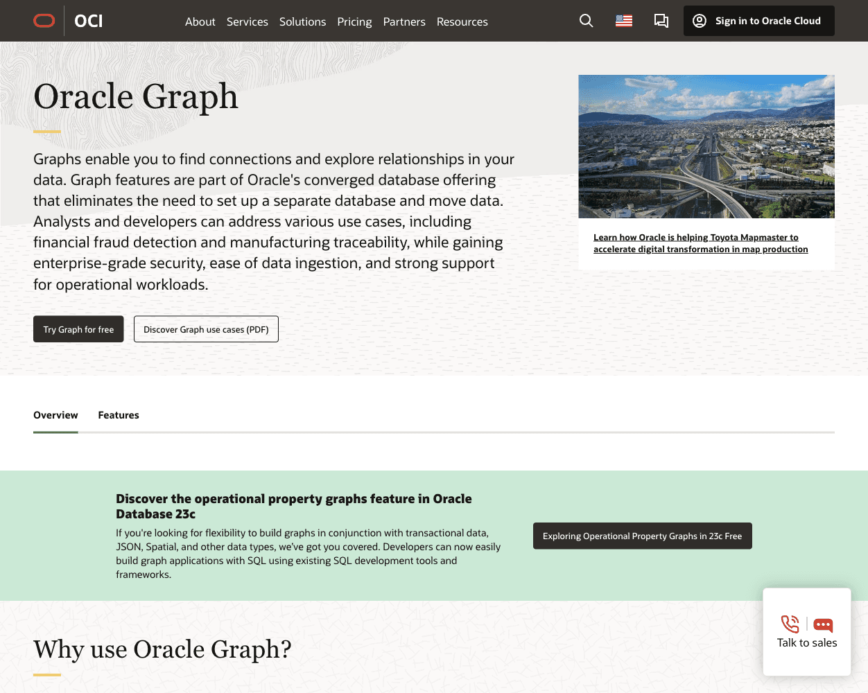 Screenshot of Oracle Graph Website