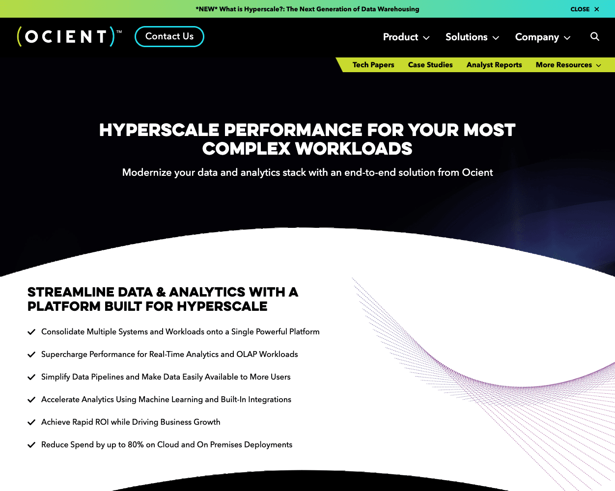 Screenshot of Ocient Website