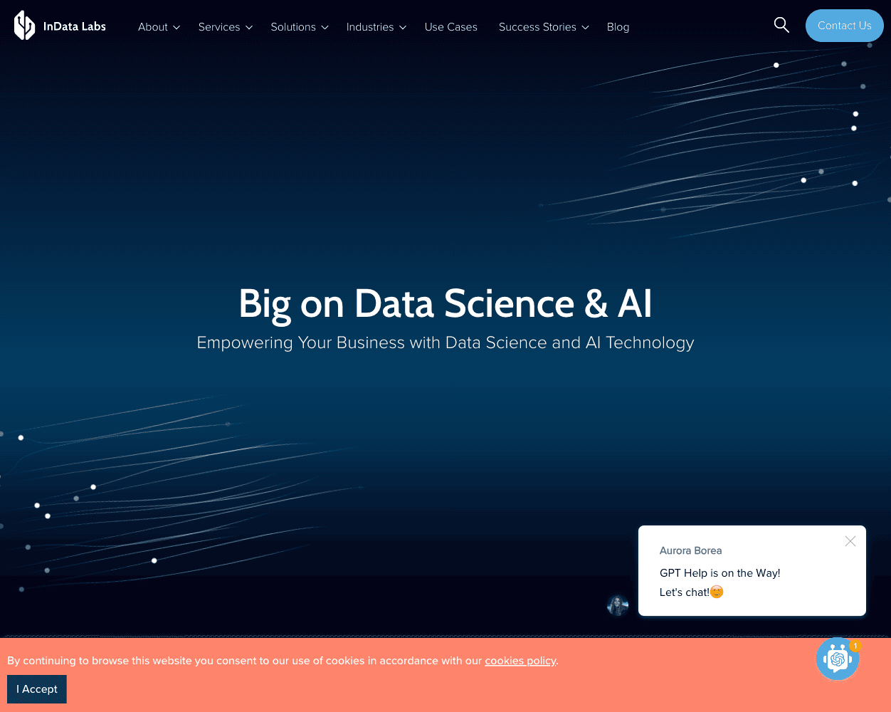 Screenshot of InData Labs Website