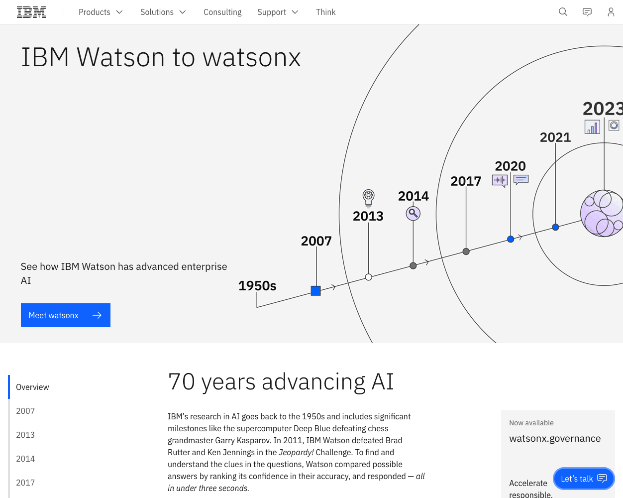 Screenshot of IBM Watson Website