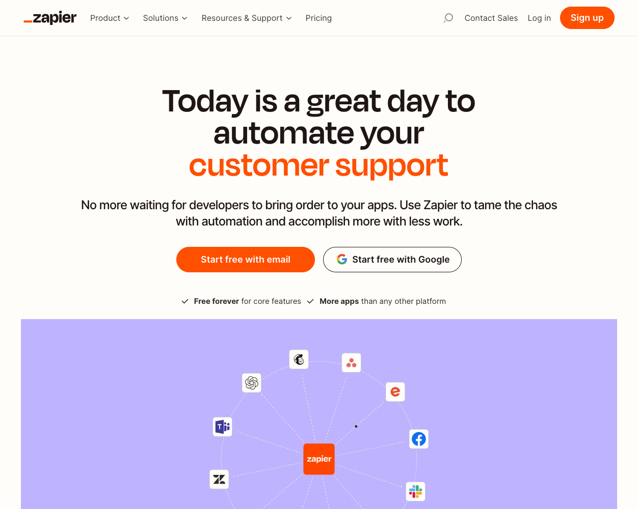 Screenshot of Zapier Website