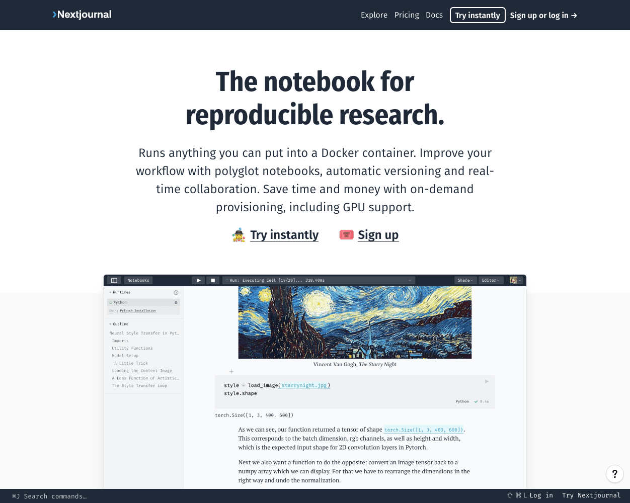 Screenshot of NextJournal Website