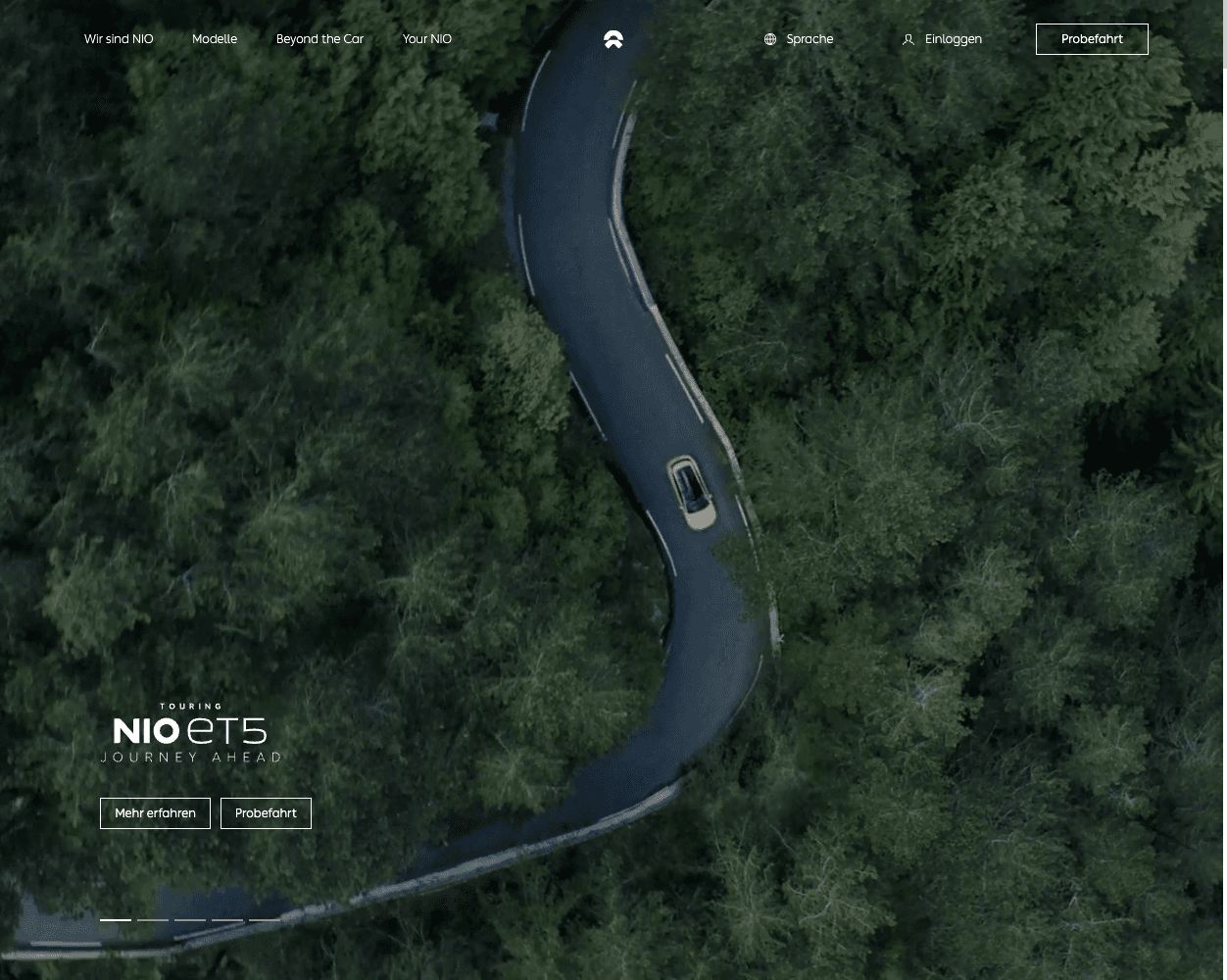 Screenshot of Nio Website