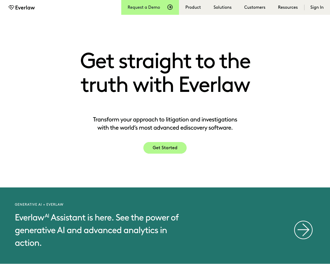 Screenshot of Everlaw Website