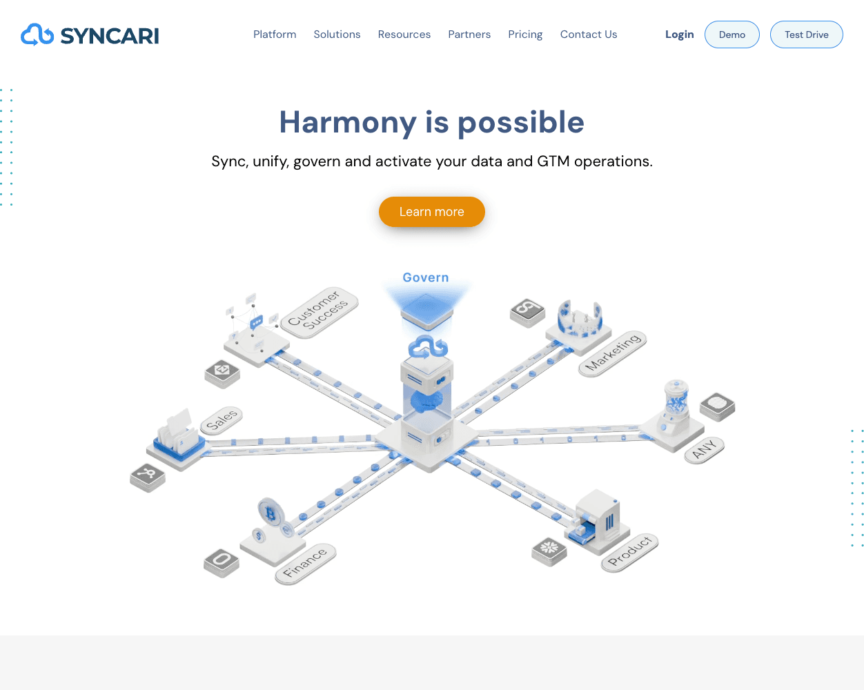 Screenshot of Syncari Website