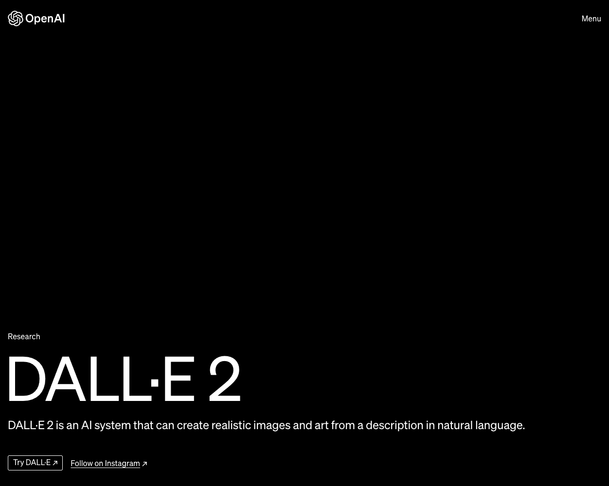 Screenshot of OpenAI DallE 2 Website