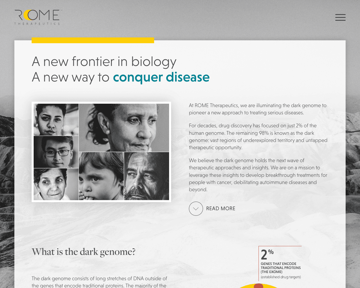 Screenshot of Rome Therapeutics Website