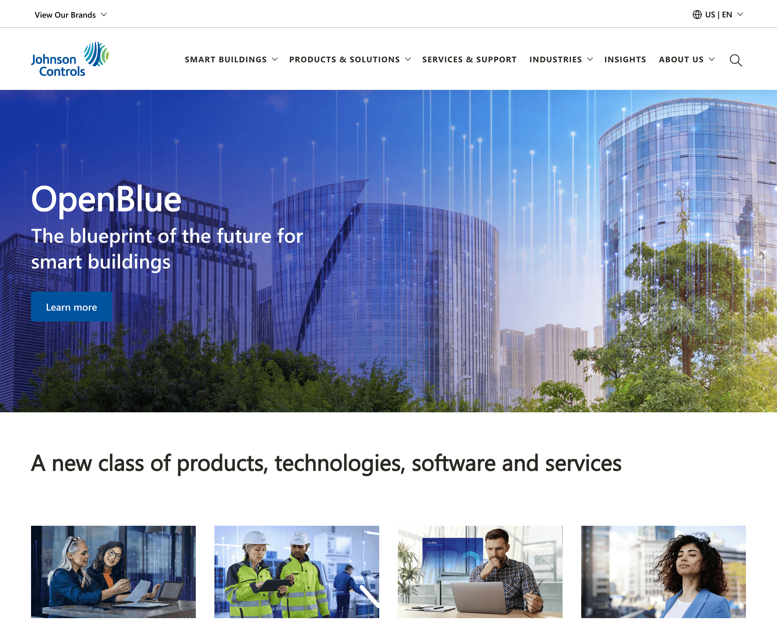 Screenshot of Johnson Controls Website