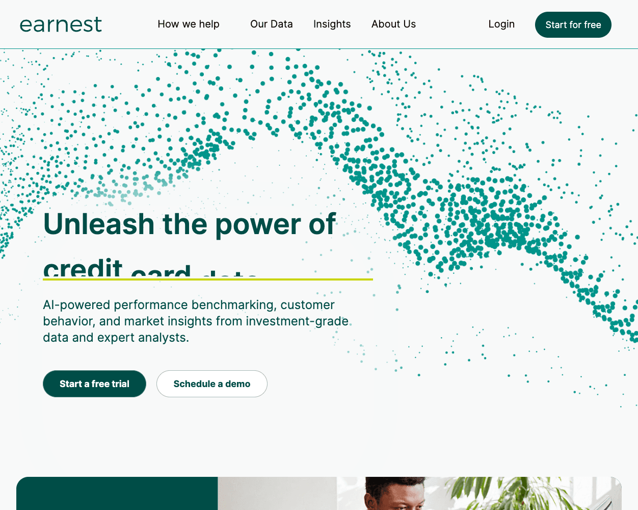 Screenshot of Earnest Analytics Website