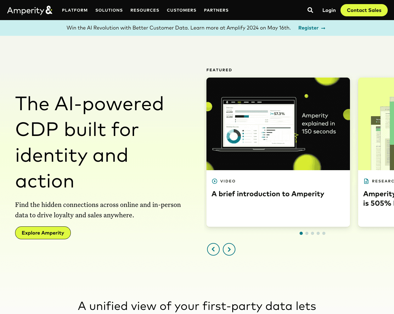 Screenshot of Amperity Website