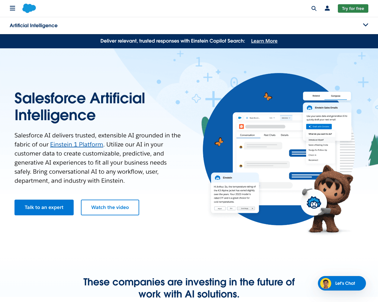 Screenshot of Salesforce Einstein Website