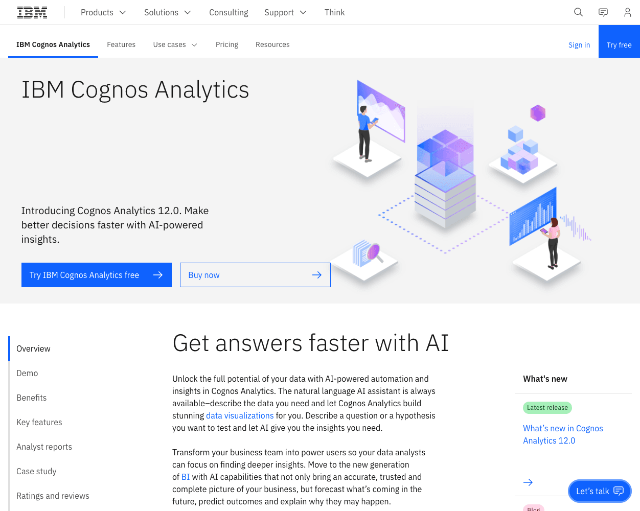 Screenshot of IBM Cognos Analytics Website