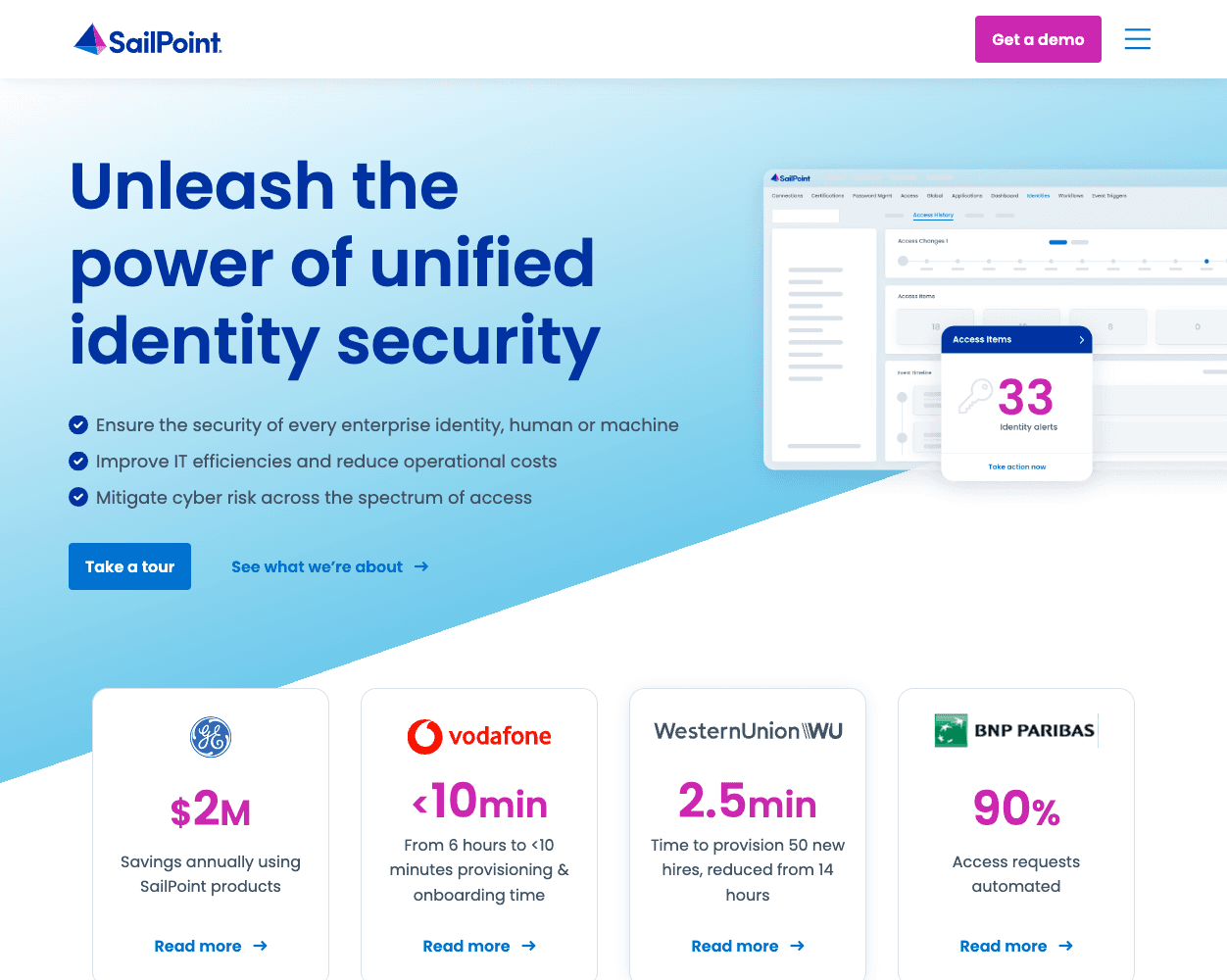 Screenshot of SailPoint Website