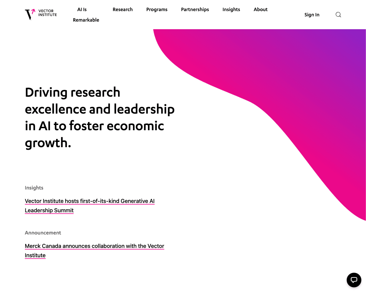 Vector Institute screenshot