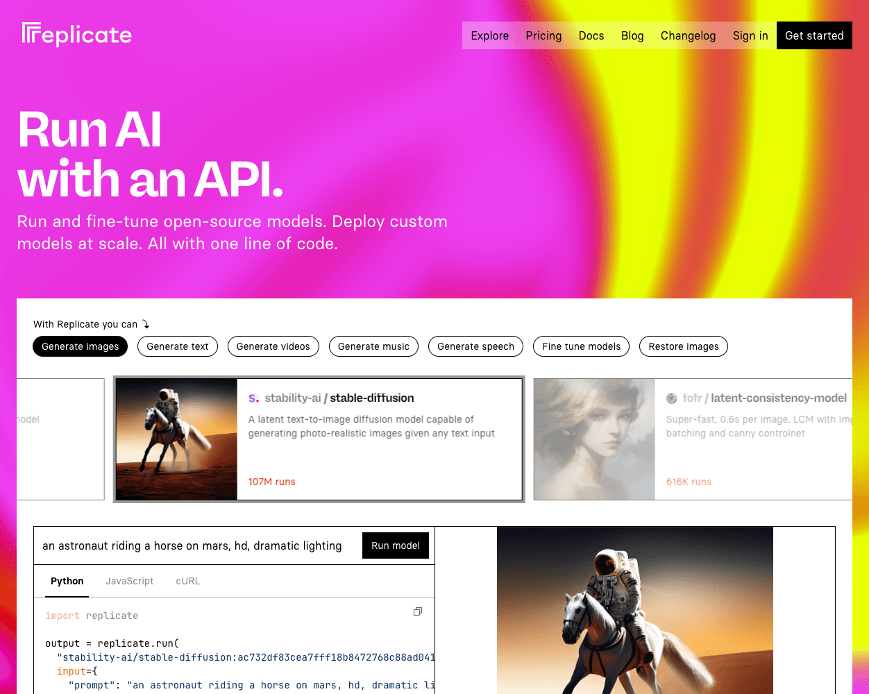 Replicate screenshot