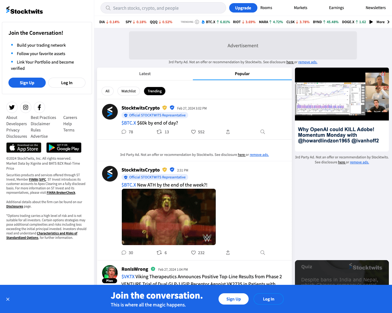 StockTwits screenshot