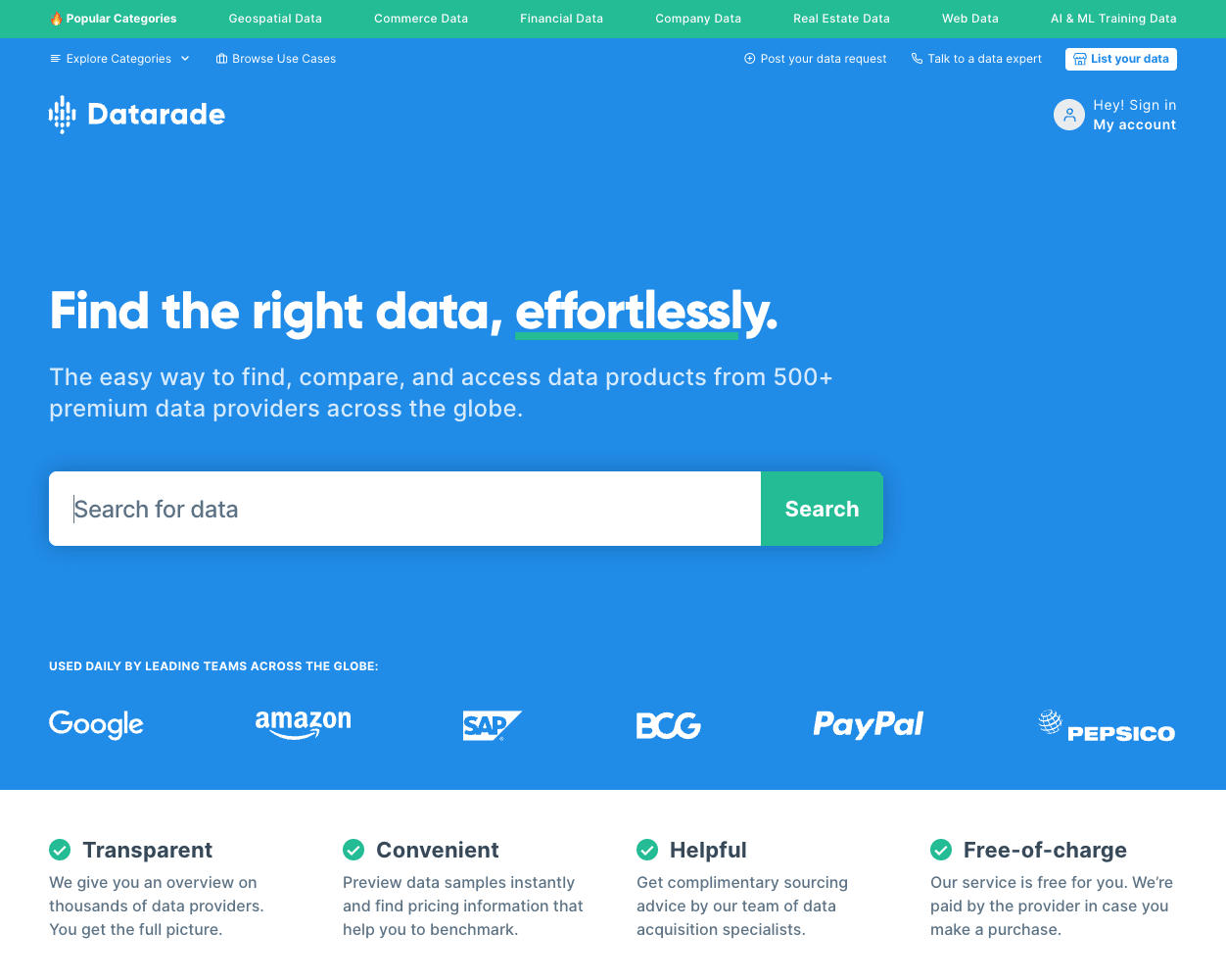 Datarade screenshot