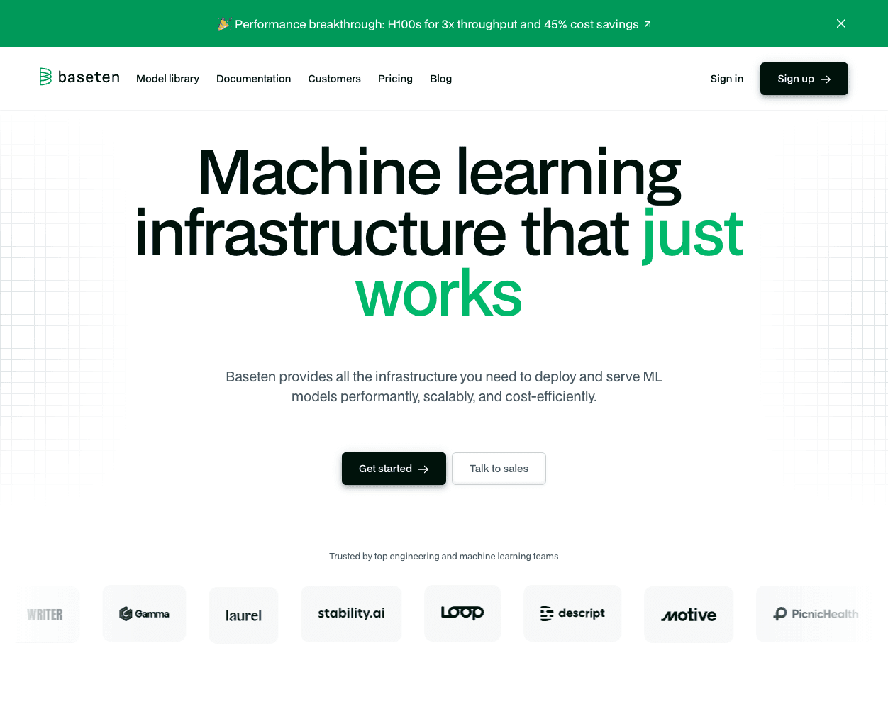 Baseten screenshot