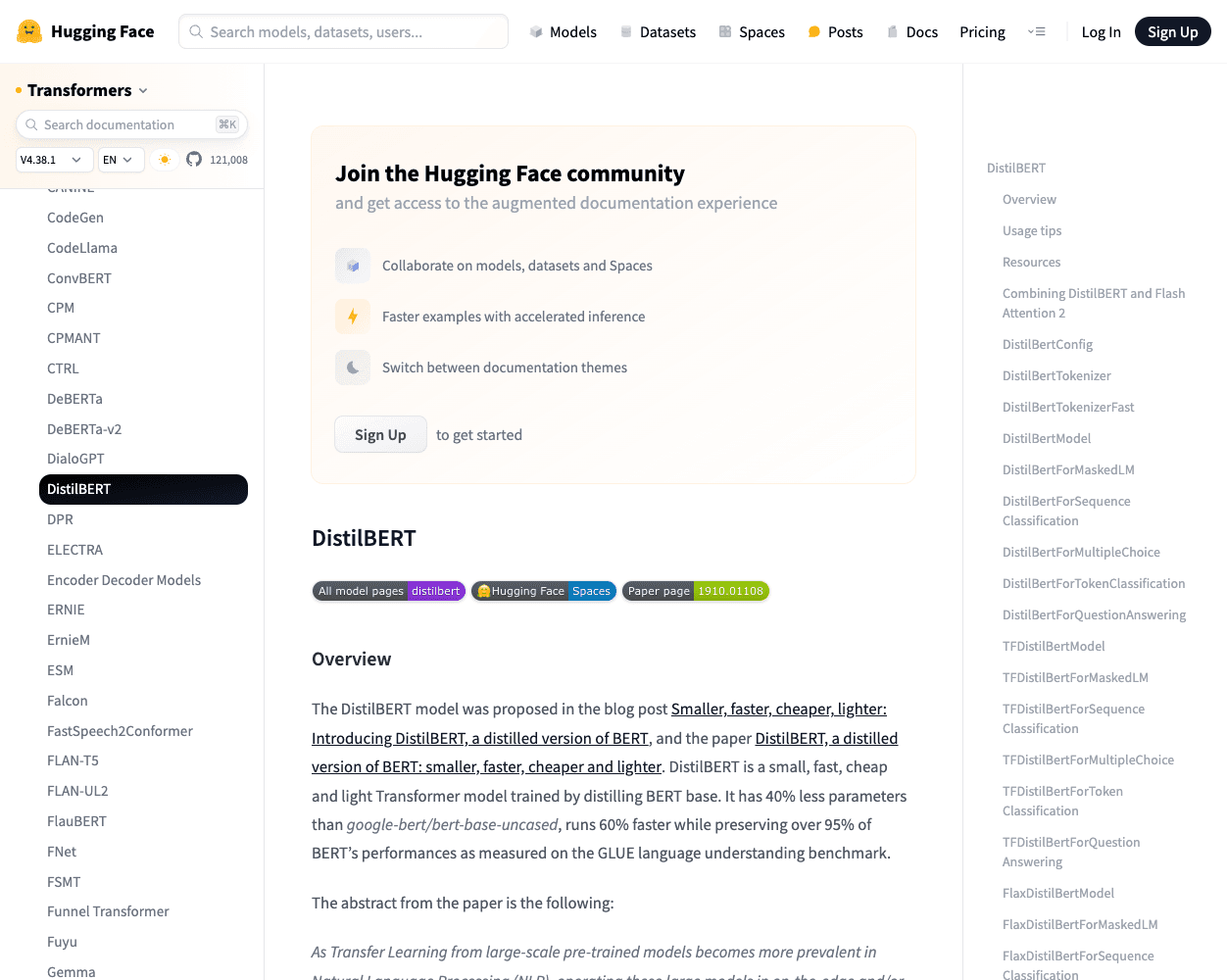 DistilBERT screenshot