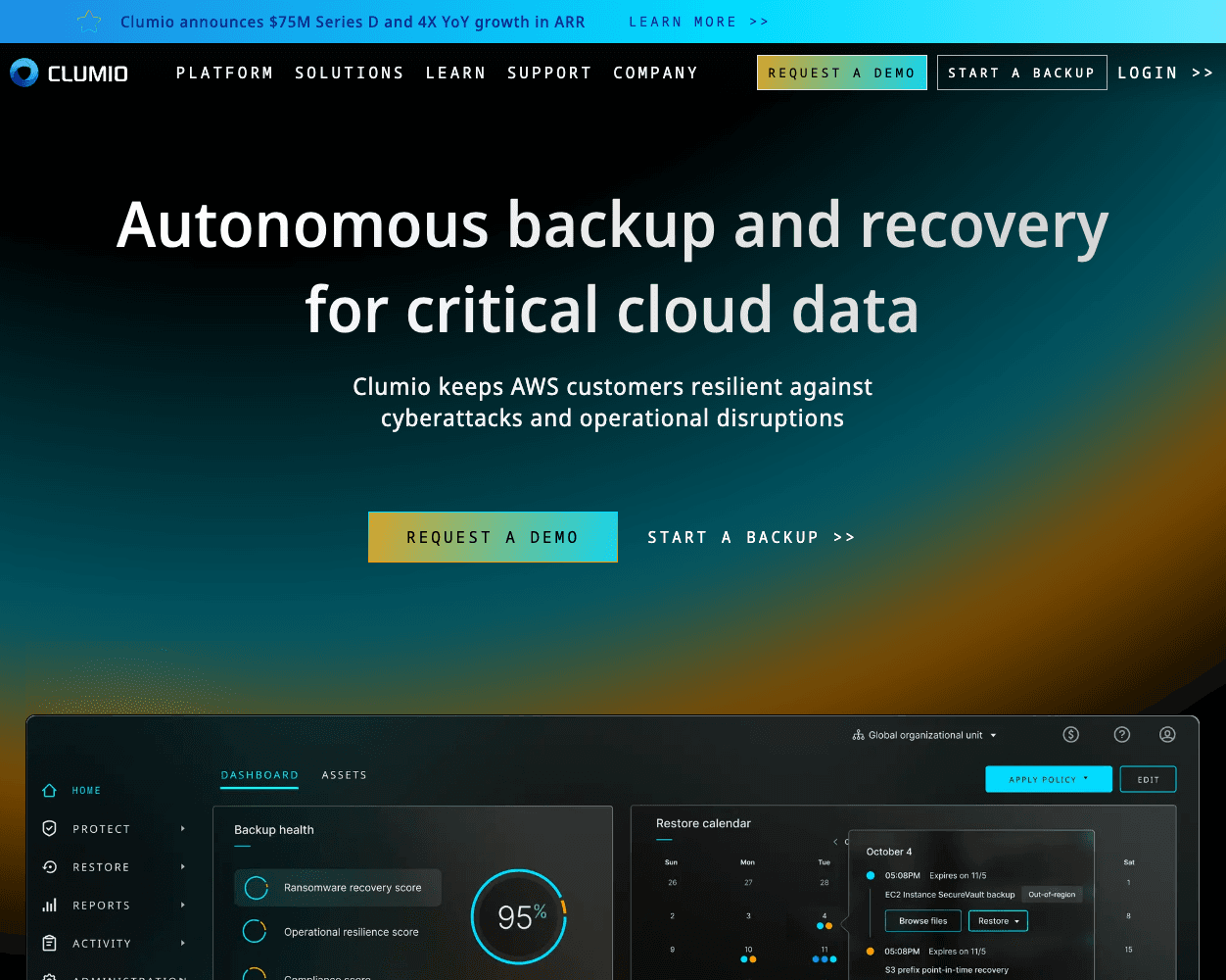 Clumio screenshot