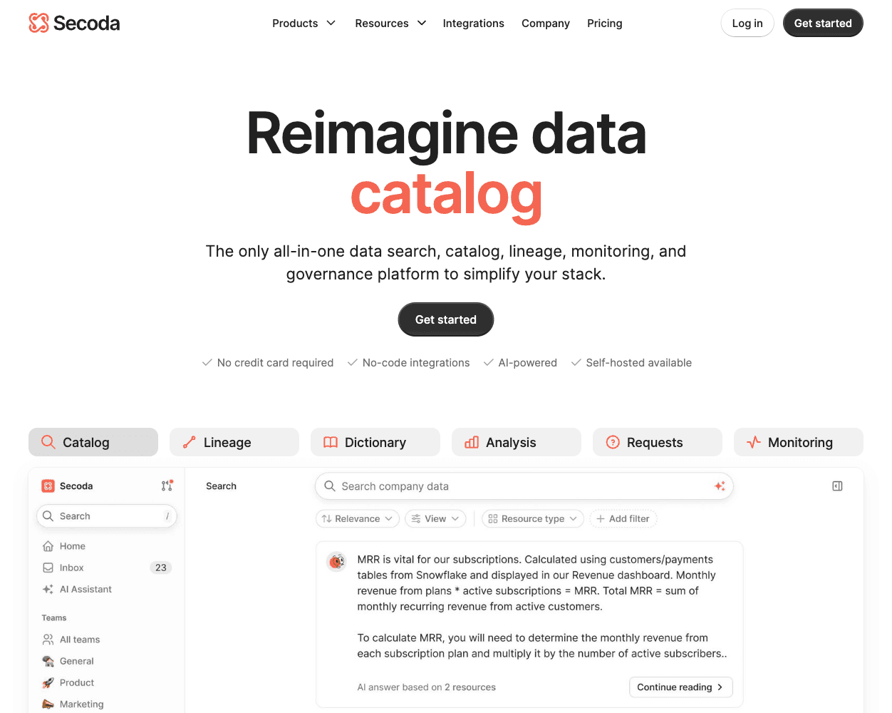 Secoda screenshot