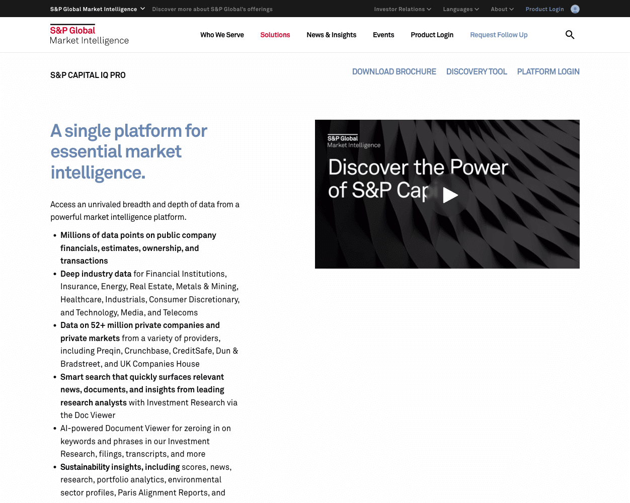 S&P Global Market Intelligence screenshot