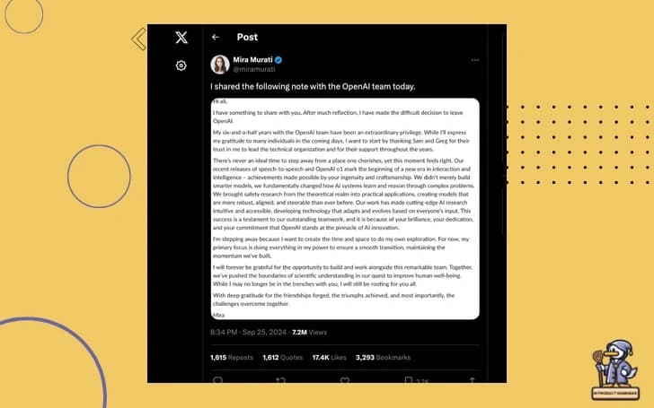 👋 Talent Shuffle: Mira Murati's Exit from OpenAI