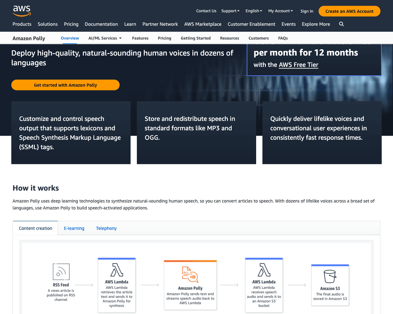 Amazon Polly screenshot
