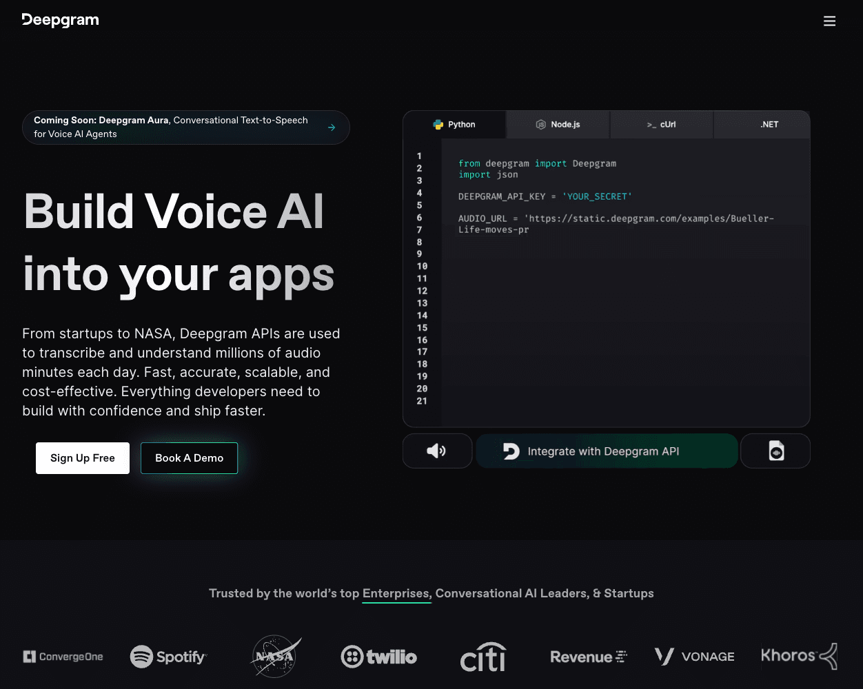 DeepGram screenshot