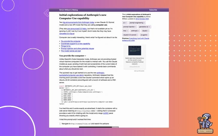 Example of Claude's computer control